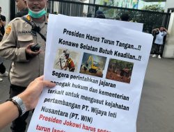 Didepan Istana Negara, IPPMI Konsel-Jakarta: Negara Tidak Ada Alasan Untuk Tidak Mencabut Izin PT. WIN