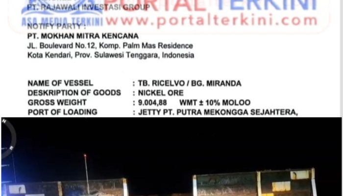 Kejari Kolaka Loloskan Kapal Tongkang Bermuatan Nikel yang Diduga Ilegal Berasal dari PT Akar Mas Indonesia