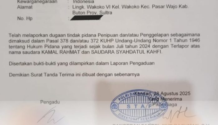 Penipuan Berkedok Koneksi Politik: Warga Buton Diduga Jadi Korban Penipuan Sebesar Rp1,1 Miliar
