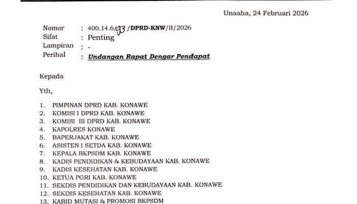DPRD Konawe Minta Seluruh Pejabat yang di Nonjob Agar Hadir Saat Hearing