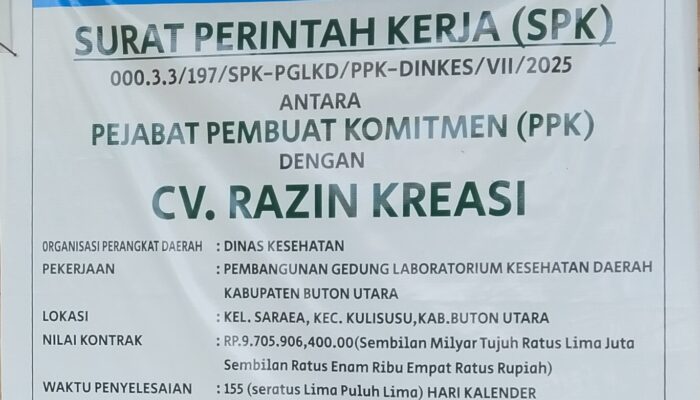 Dugaan Tipikor Proyek Labkesda Butur Rp9,7 Miliar GSPI Sultra Desak APH Periksa CV Razin Kreasi atas Indikasi Spek “Bodong”