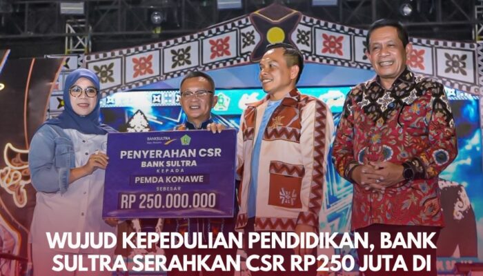 Wujud Kepedulian Pendidikan, Bank Sultra Serahkan CSR Rp250 Juta di Puncak HUT Konawe ke-66