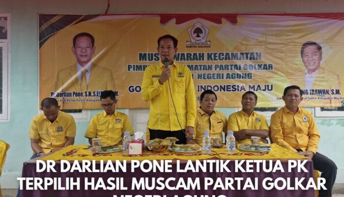 Dr Darlian Pone Lantik Ketua PK Terpilih Hasil Muscam Partai Golkar Negeri Agung