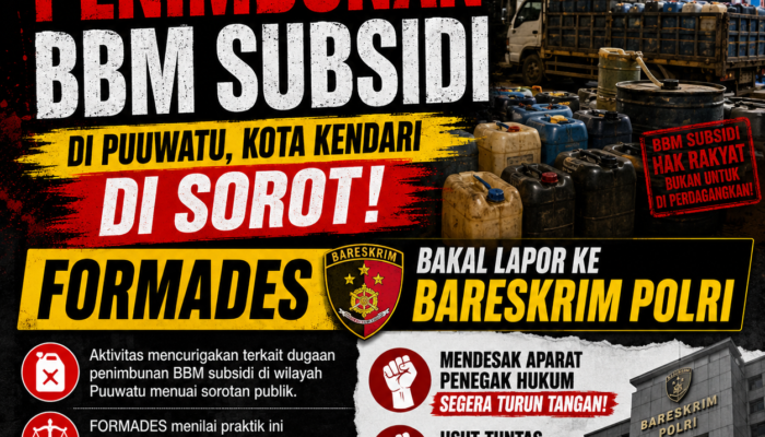 Dugaan Penimbunan BBM Subsidi di Puuwatu Kota Kendari Disorot, Formades Sultra Siap Lapor ke Bareskrim Polri