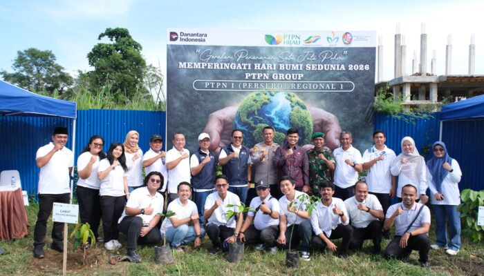 PTPN I Regional 1 dan Forkopimcam Tanjung Morawa Tanam 300 Pohon Peringati Hari Bumi dan HUT Deli Serdang ke-80