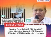Ungkap Data Pribadi, DPP KAMPUD Lapor Irjen dan Menteri ATR: Evaluasi WBK dan WBBM BPN Bandar Lampung