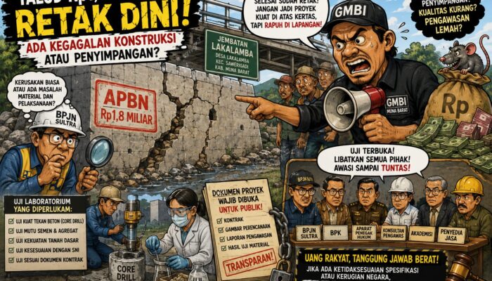 Talud Rp1,8 Miliar Retak Dini, GMBI Desak BPJN Uji Material: Ada Kegagalan Konstruksi atau Penyimpangan?