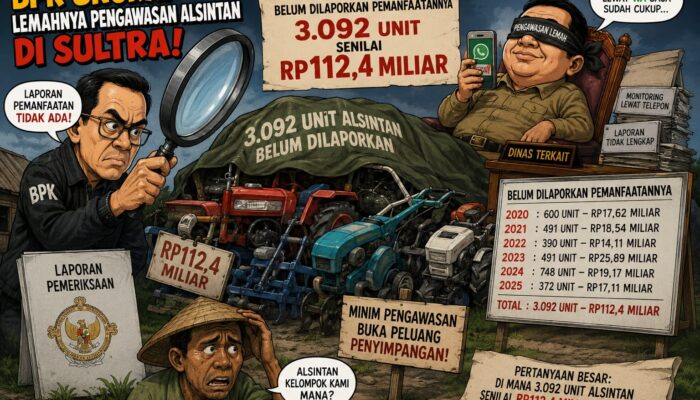 BPK Ungkap Lemahnya Pengawasan Alsintan di Sultra, Rp112,4 Miliar Bantuan Belum Dilaporkan Pemanfaatannya