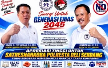 LPA Deli Serdang Apresiasi Satresnarkoba Polresta Deli Serdang – Ungkap Kasus Narkoba Besar, Selamatkan 250 Ribu Jiwa