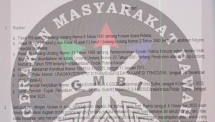 LSM GMBI Sultra Soroti Proses Hukum Dugaan Korupsi Rp26 Miliar Mandek di Meja Kejati Sultra