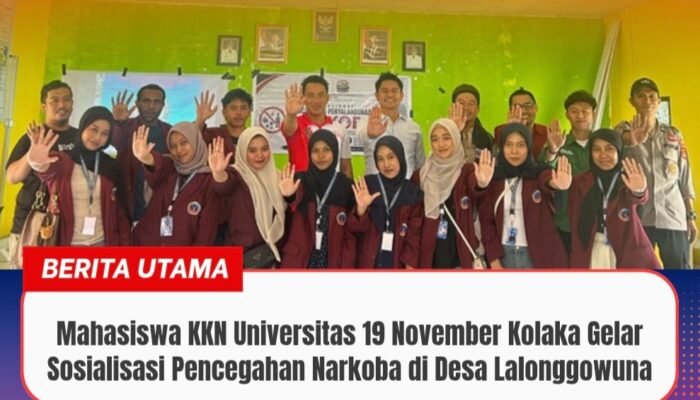 Mahasiswa KKN Universitas 19 November Kolaka Gelar Sosialisasi Pencegahan Narkoba di Desa Lalonggowuna