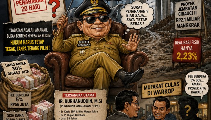 Borok Jembatan Cirauci II: Duit Cair Ratusan Juta, Fisik Cuma 2 Persen, dan Teka-Teki ‘Kebal Hukum’ Bupati Bombana