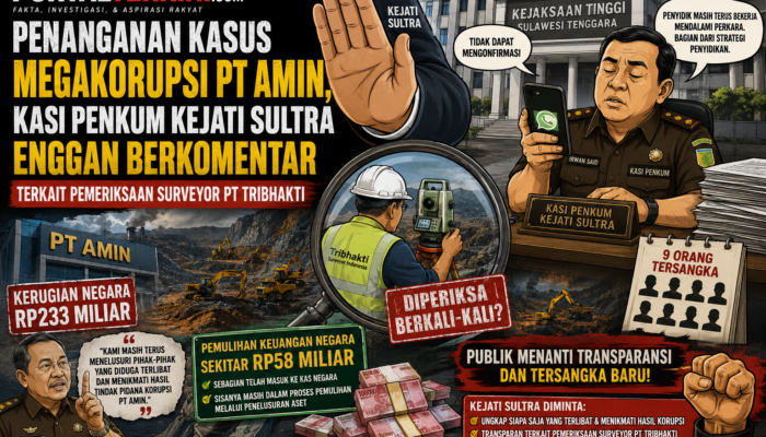 Penanganan Kasus Megakorupsi PT AMIN, Kasi Penkum Kejati Sultra Enggan Berkomentar Terkait Pemeriksaan Surveyor PT Tribhakti