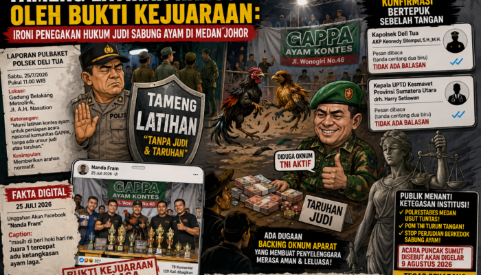 Tameng Latihan Hancur oleh Bukti Kejuaraan: Ironi Penegakan Hukum Judi Sabung Ayam di Medan Johor