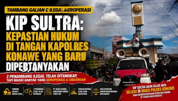 Tambang Galian C Diduga Ilegal Masih Beroperasi, KIP Sultra: Kepastian Hukum di Tangan Kapolres Konawe yang Baru Dipertanyakan