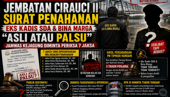 Kilas Balik Perkara Korupsi Jembatan Cirauci II: Surat Penahanan Eks Kadis SDA & Bina Marga “Asli atau Palsu”, Jamwas Kejagung Diminta Periksa 7 Jaksa