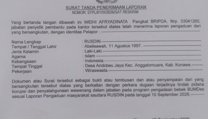Kawal Dana Desa, LSM GSPI Resmi Laporkan Dugaan Proyek Pengadaan Bebek Fiktif BUMDes Lalowulo ke Polres Konawe
