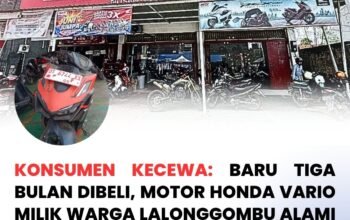 Konsumen Kecewa: Baru Tiga Bulan Dibeli, Motor Honda Vario Milik Warga Lalonggombu Alami Kerusakan Mesin
