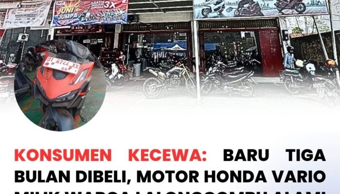 Konsumen Kecewa: Baru Tiga Bulan Dibeli, Motor Honda Vario Milik Warga Lalonggombu Alami Kerusakan Mesin