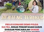 Projo Konawe Demo Polda Sultra, Desak Penuntasan Kasus Dugaan Pencabulan Oknum Kades Labela, AKP Desy Simon: “Sudah Naik Sidik”