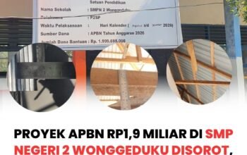 Proyek APBN Rp1,9 Miliar di SMP Negeri 2 Wonggeduku Disorot, Material Bangunan Diduga Tak Sesuai Spesifikasi