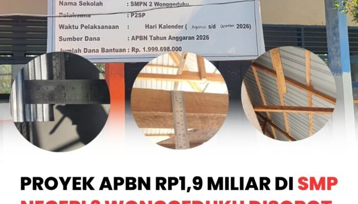 Proyek APBN Rp1,9 Miliar di SMP Negeri 2 Wonggeduku Disorot, Material Bangunan Diduga Tak Sesuai Spesifikasi
